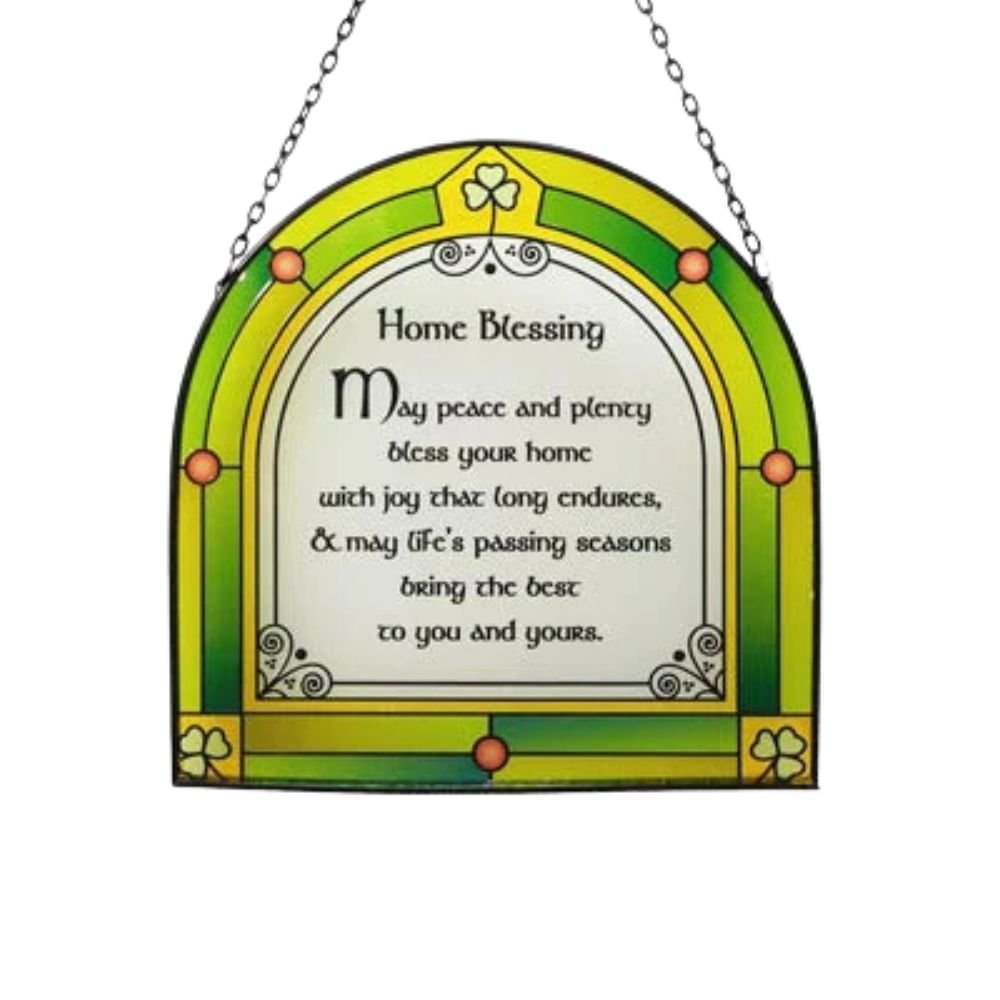 Irish Home Blessing Stained Glass Panel - The Celtic Gift Store - Decor