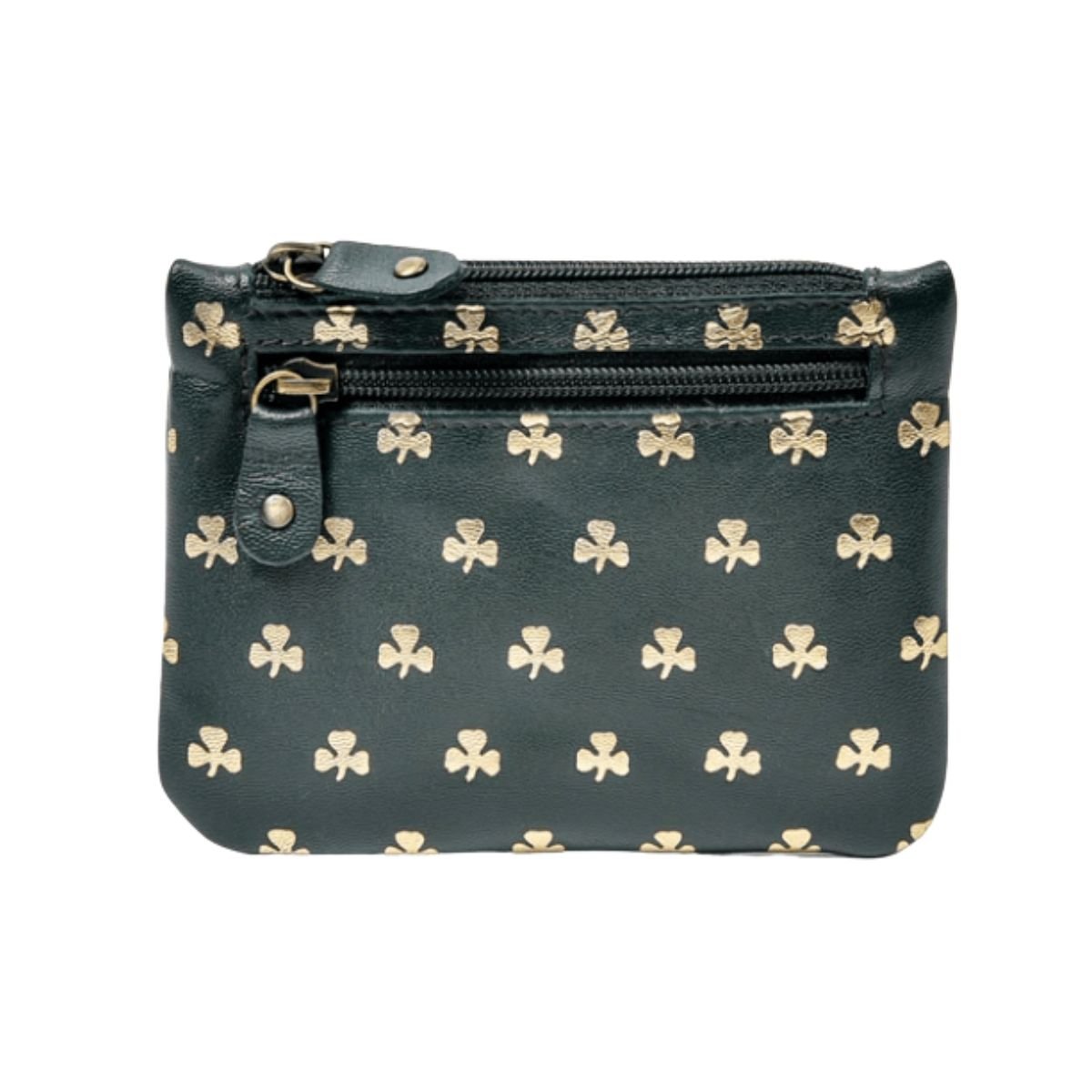 Irish Leather Gold Shamrock Change Purse