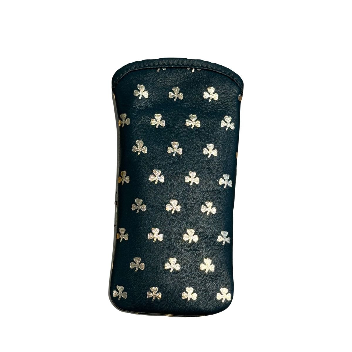 Irish Leather Gold Shamrock Glasses Case - Slip
