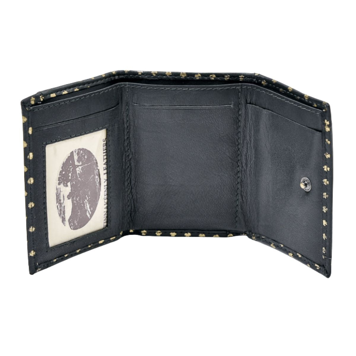 Irish Leather Gold Shamrock Tri - Fold Wallet