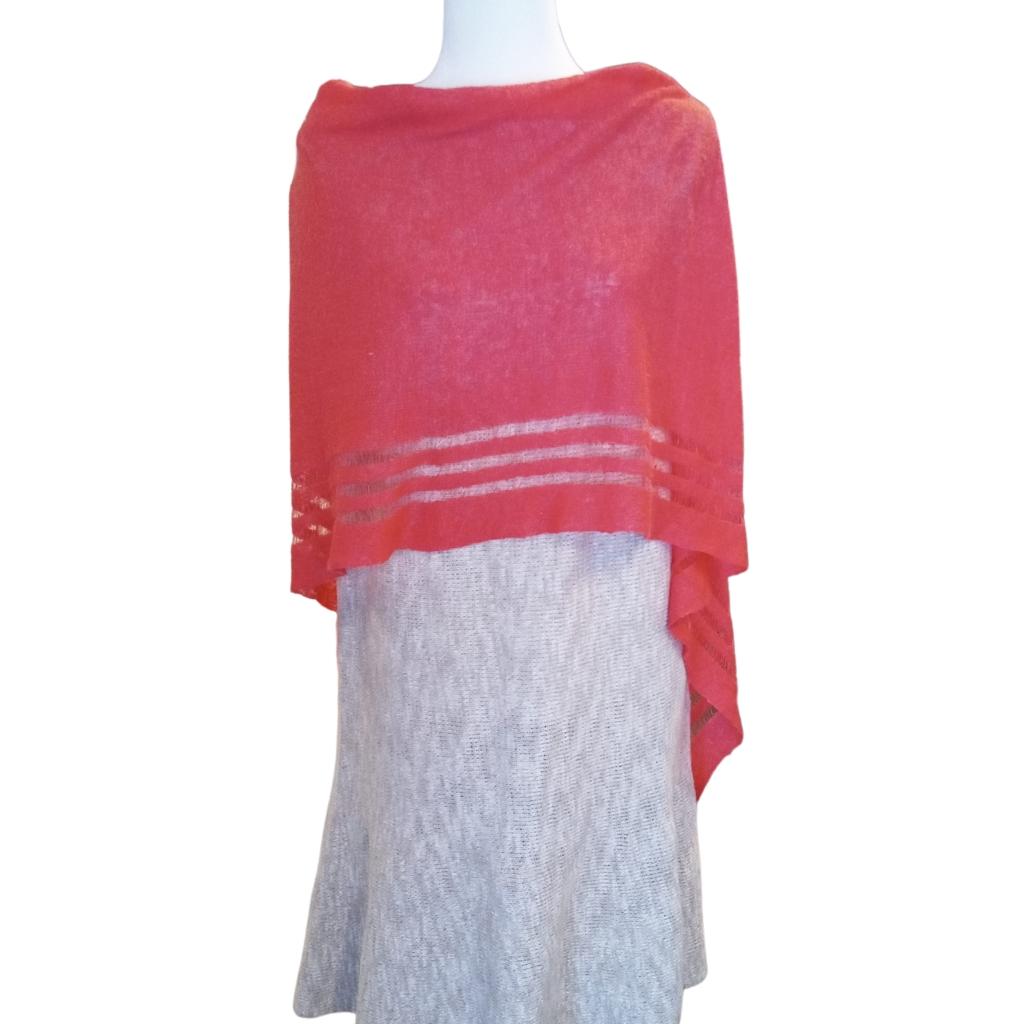 Irish Linen Poncho - Coral by V&S Handmade - Apparel & Accessories