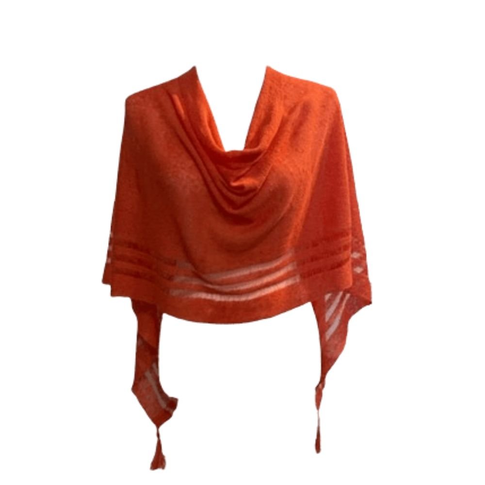 Irish Linen Poncho - Coral
