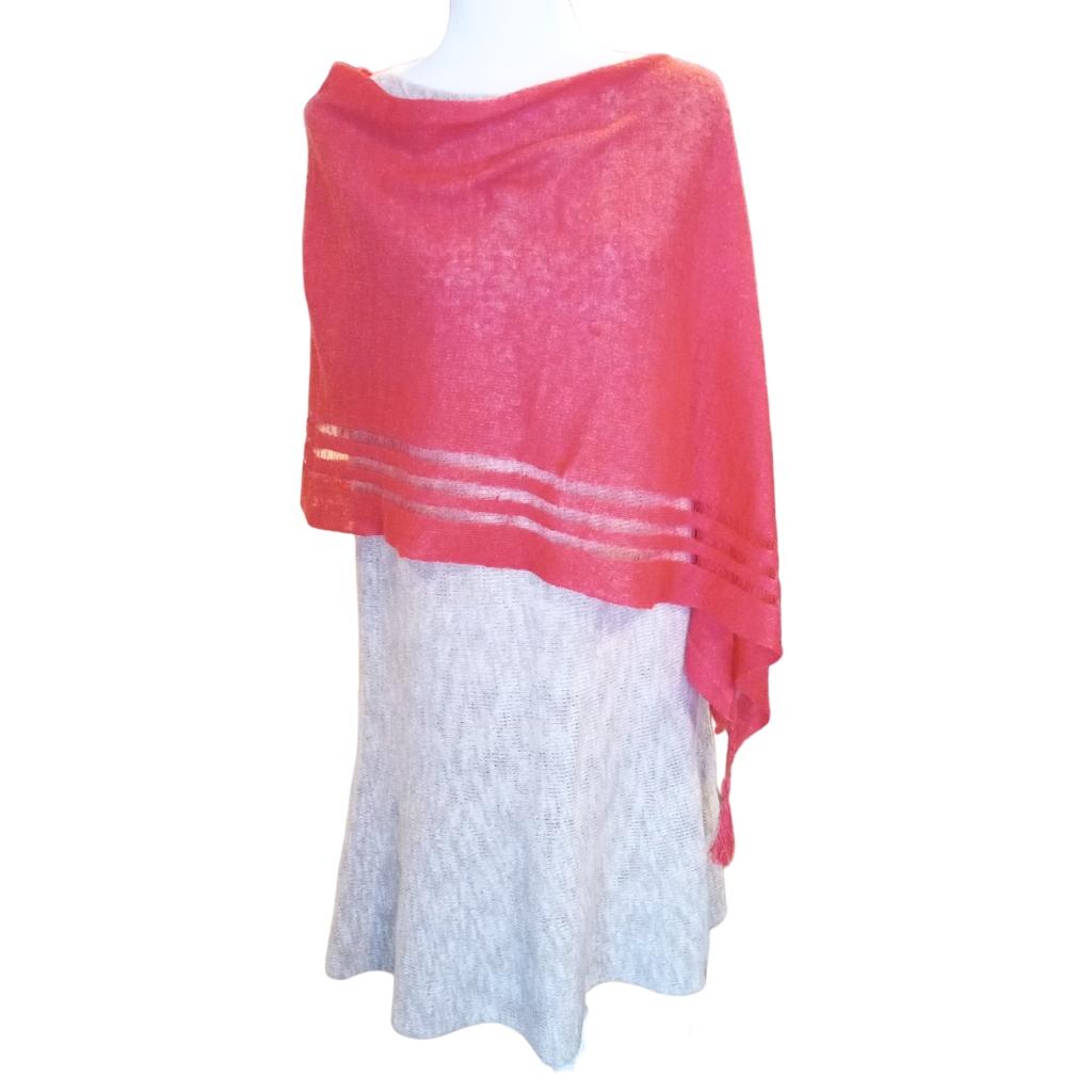 Irish Linen Poncho - Coral by V&S Handmade - Apparel & Accessories