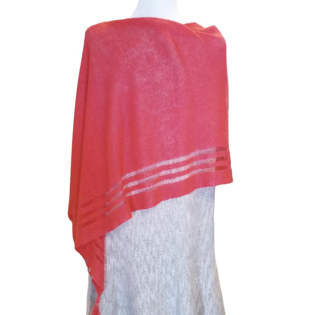 Irish Linen Poncho - Coral by V&S Handmade - Apparel & Accessories