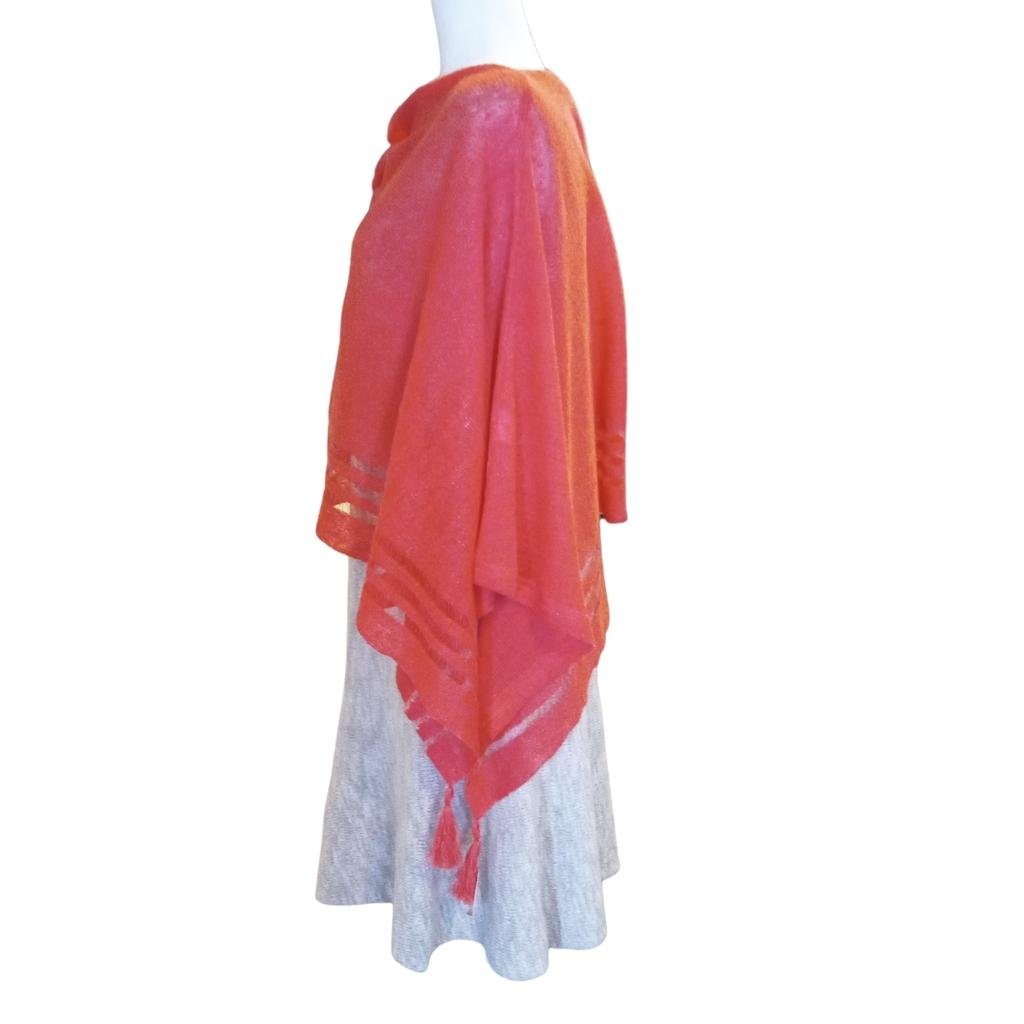 Irish Linen Poncho - Coral by V&S Handmade - Apparel & Accessories
