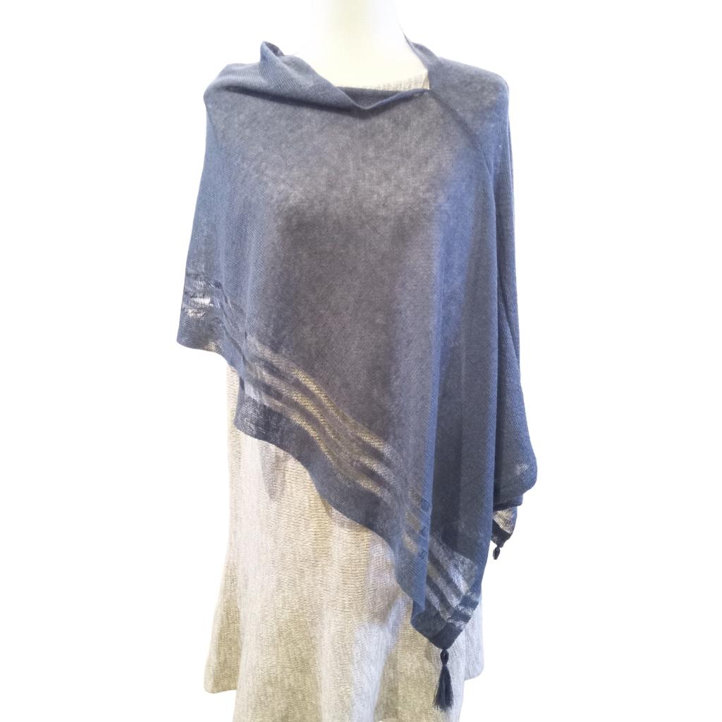 Irish Linen Poncho - Dark Grey by V&S Handmade - Apparel & Accessories