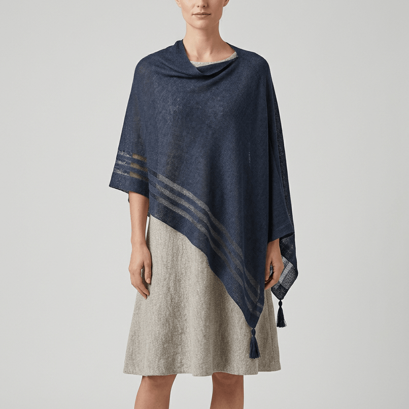 Irish Linen Poncho - Dark Grey by V&S Handmade - Apparel & Accessories