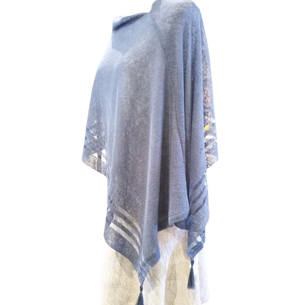 Irish Linen Poncho - Dark Grey by V&S Handmade - Apparel & Accessories