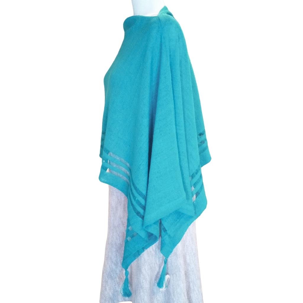 Irish Linen Poncho - Electric by V&S Handmade - Apparel & Accessories