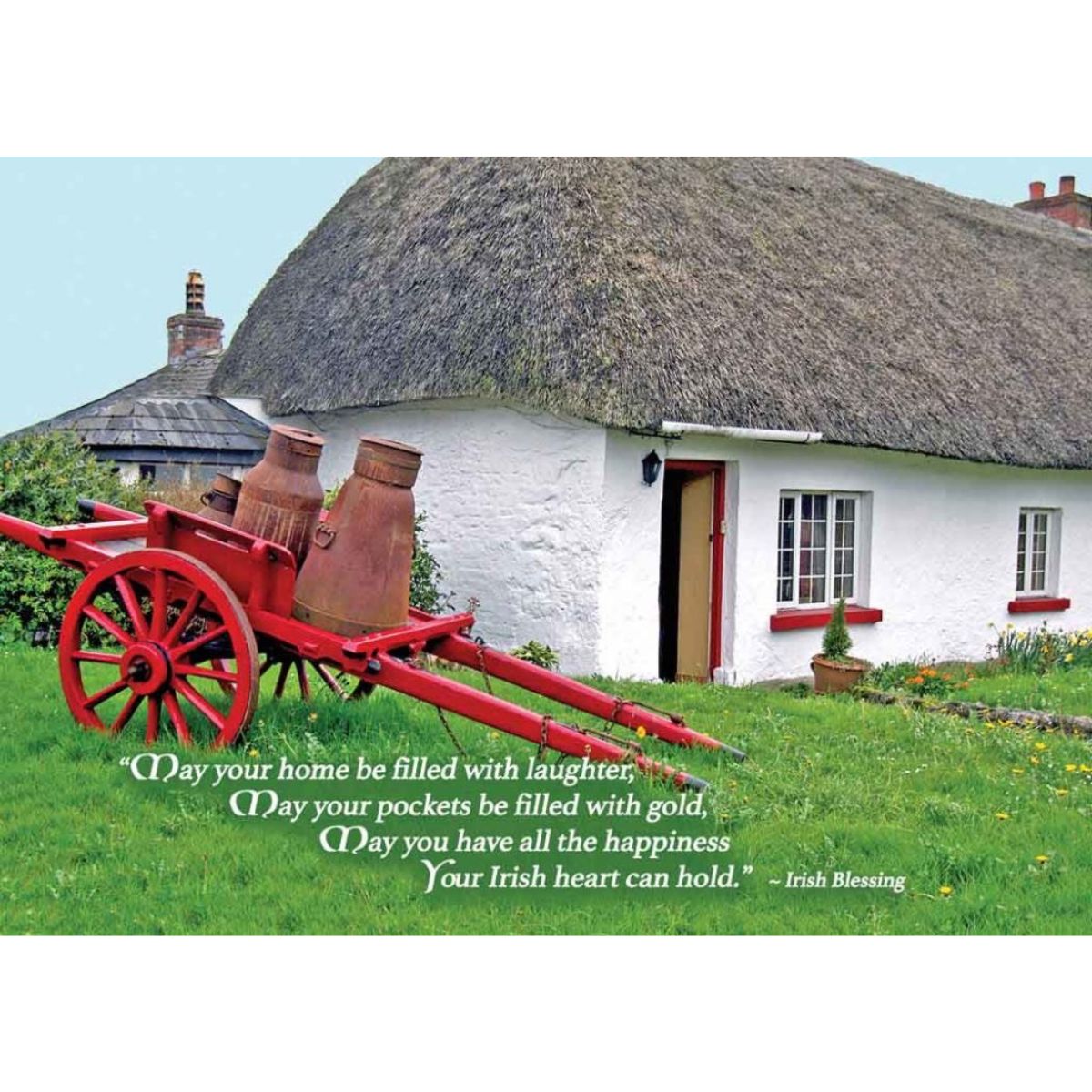 Irish Milk Cart Greeting Card - Irish Blessing