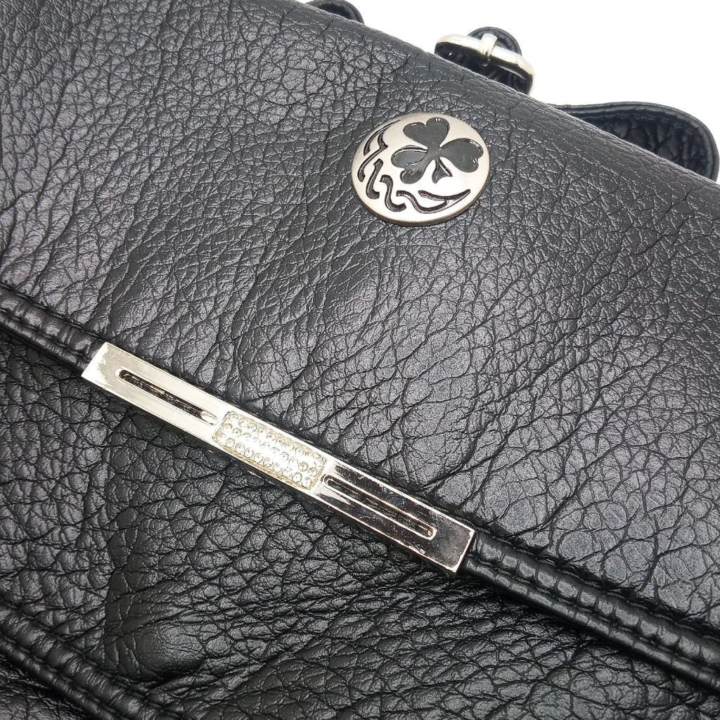 Irish Shamrock Double Flap Crossbody Bag- Black