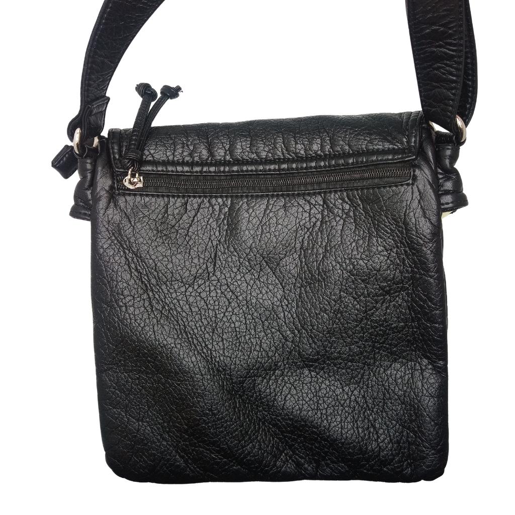 Irish Shamrock Double Flap Crossbody Bag- Black