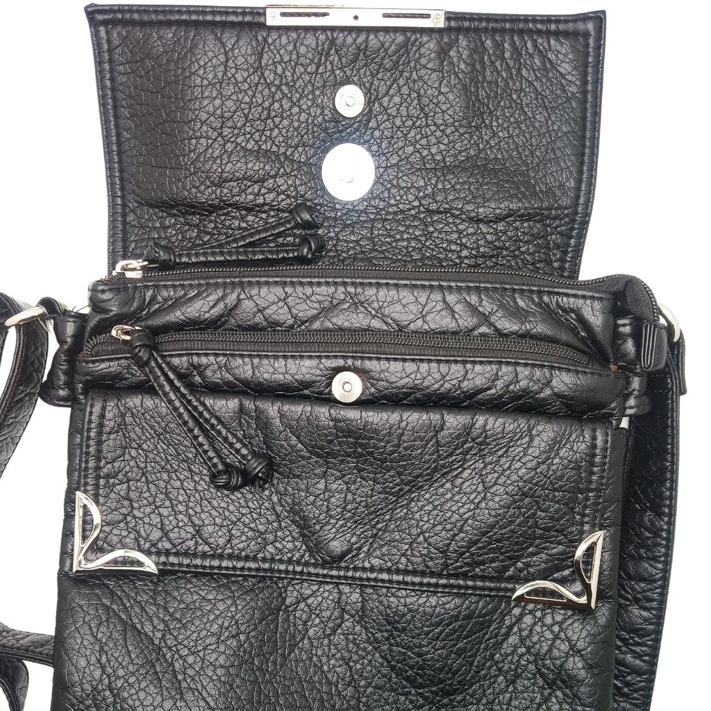 Irish Shamrock Double Flap Crossbody Bag- Black