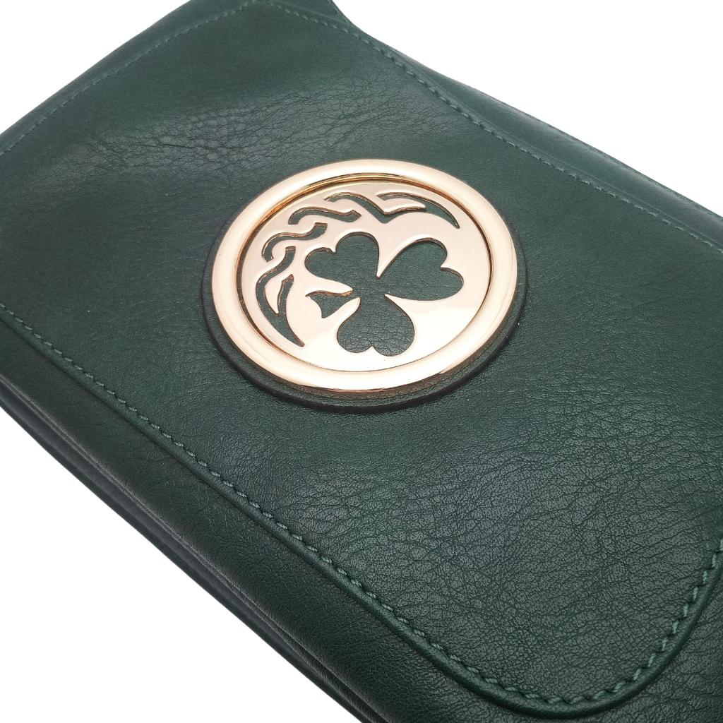 Irish Shamrock Slip Pocket Bag- Hunter Green
