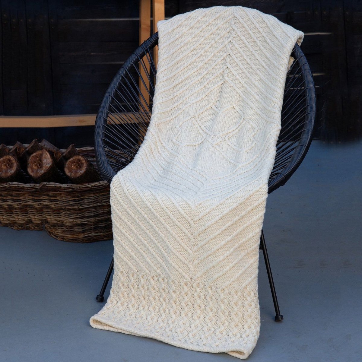 Irish Wool Throw With Shamrock Design - The Celtic Gift Store - 