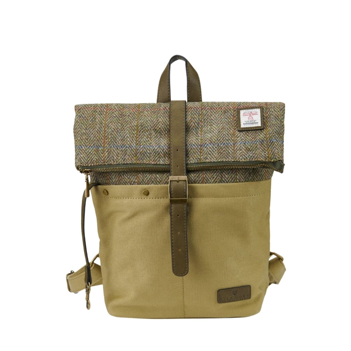 Islander Harris Tweed Canvas Backpack 'Chestnut Herringbone'