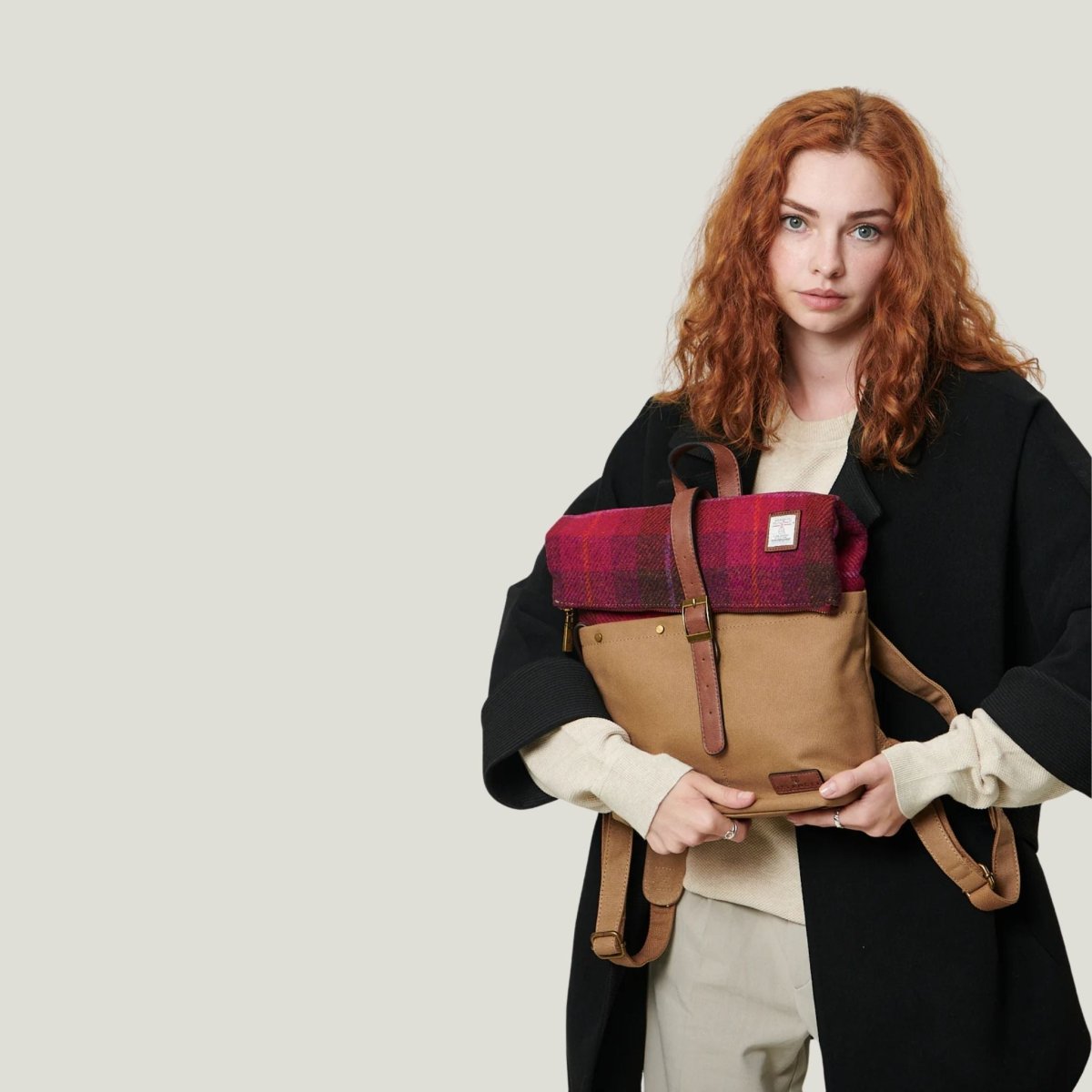 Islander Harris Tweed Canvas Backpack 'Fuchsia Tartan'