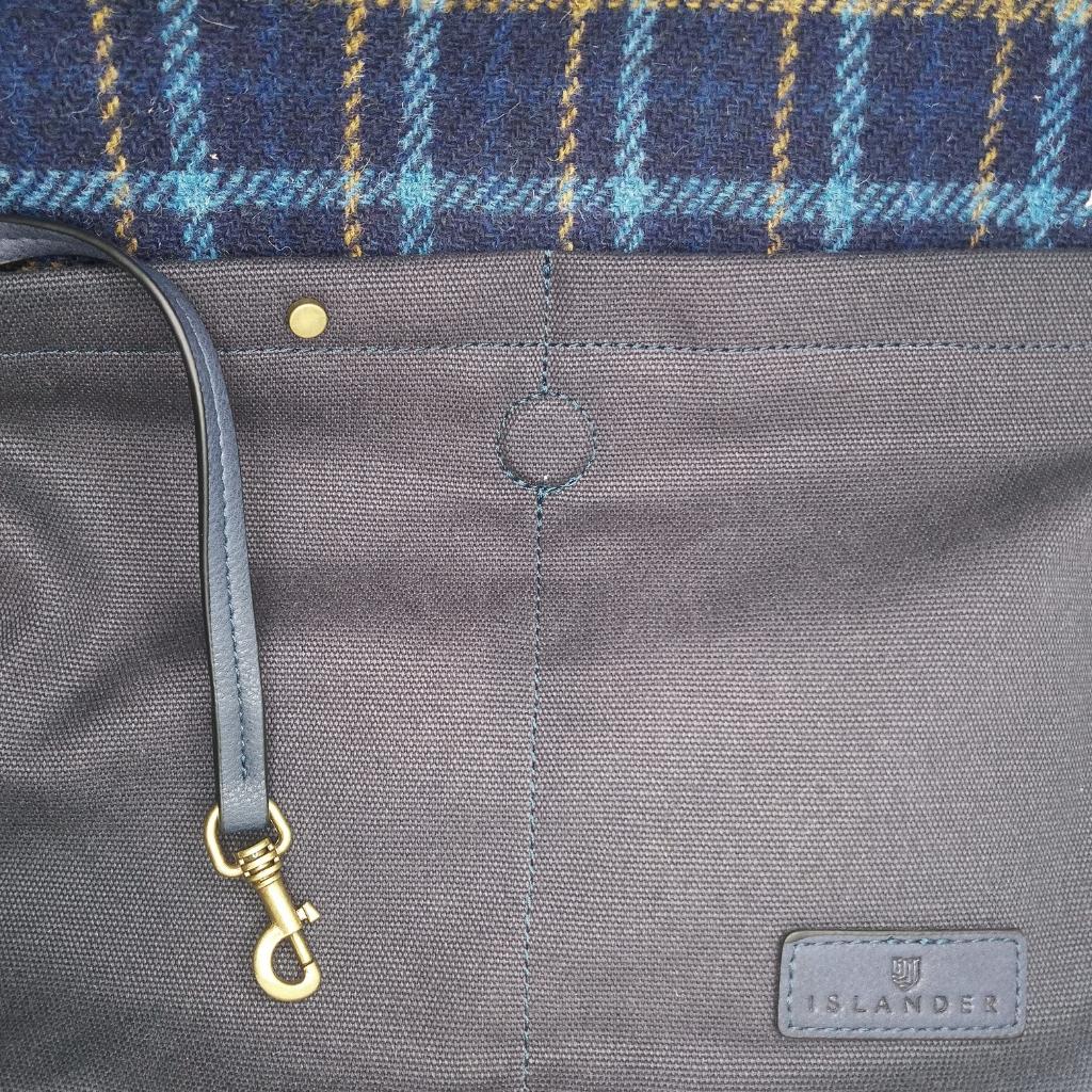 Islander Harris Tweed Canvas Backpack 'Navy Tartan'