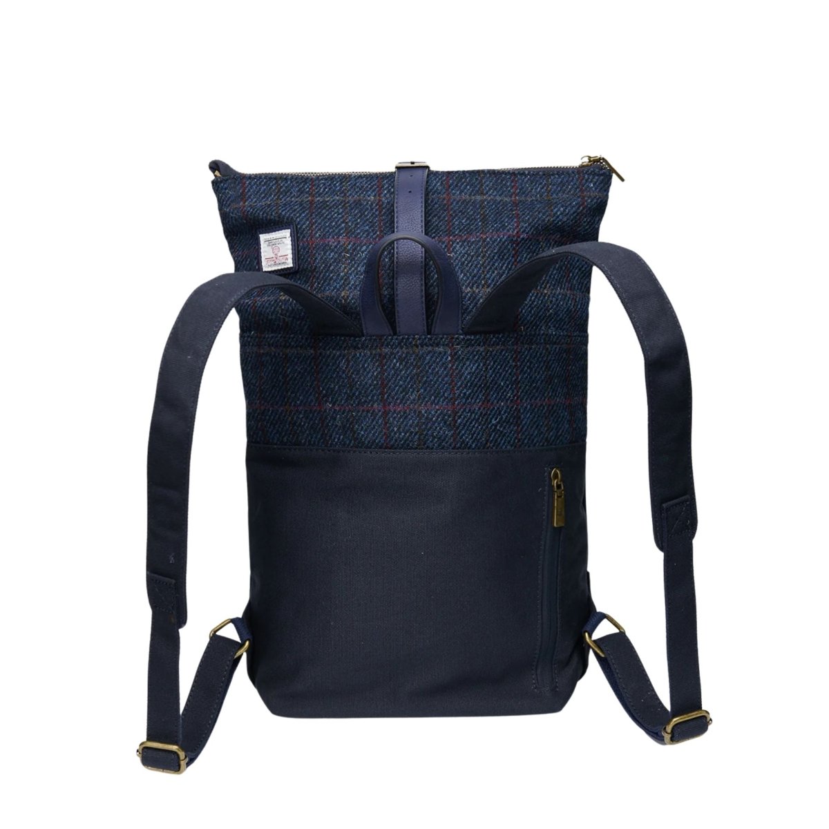 Islander Harris Tweed Canvas Backpack 'Navy Tartan'
