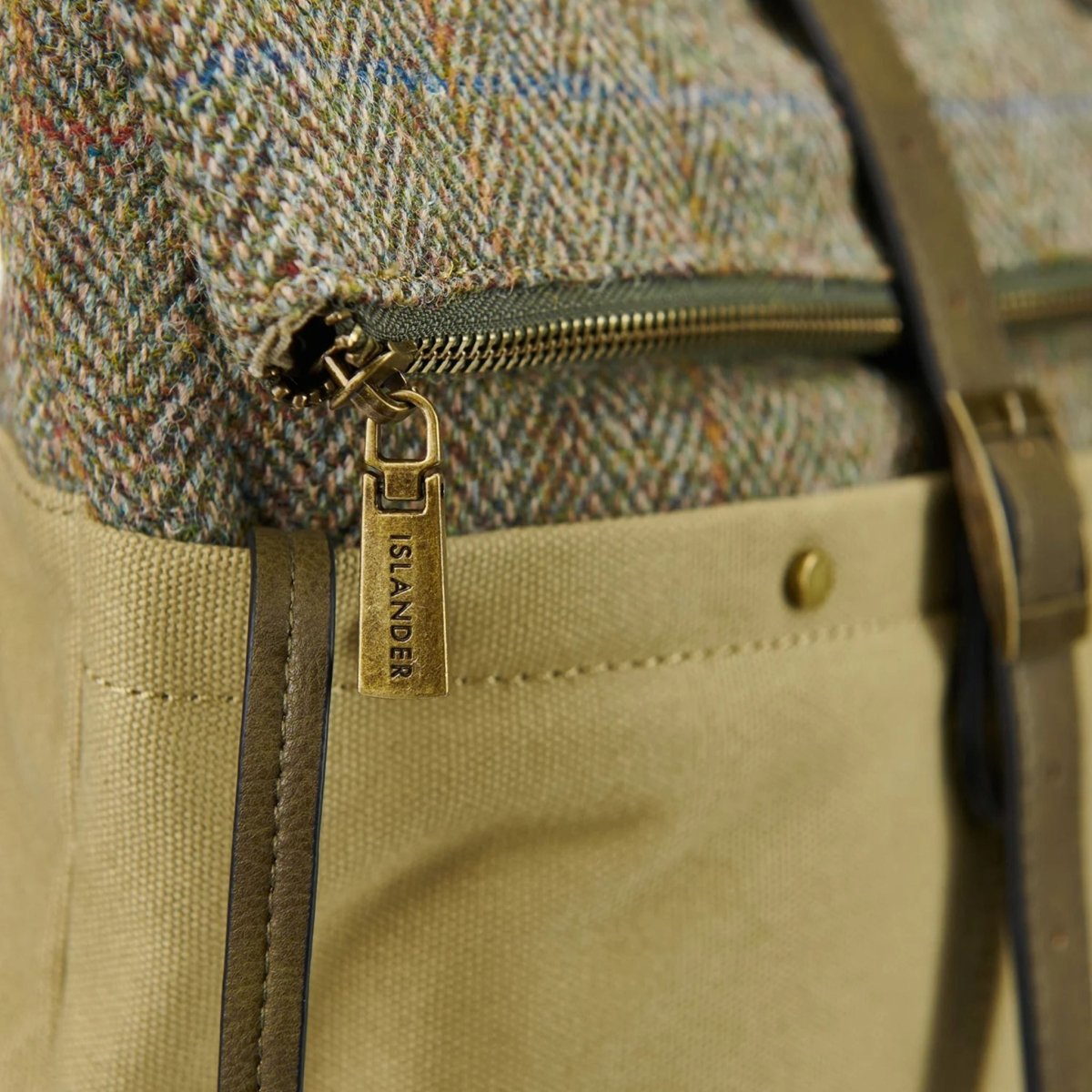 Islander Harris Tweed Canvas Backpack 'Navy Tartan'