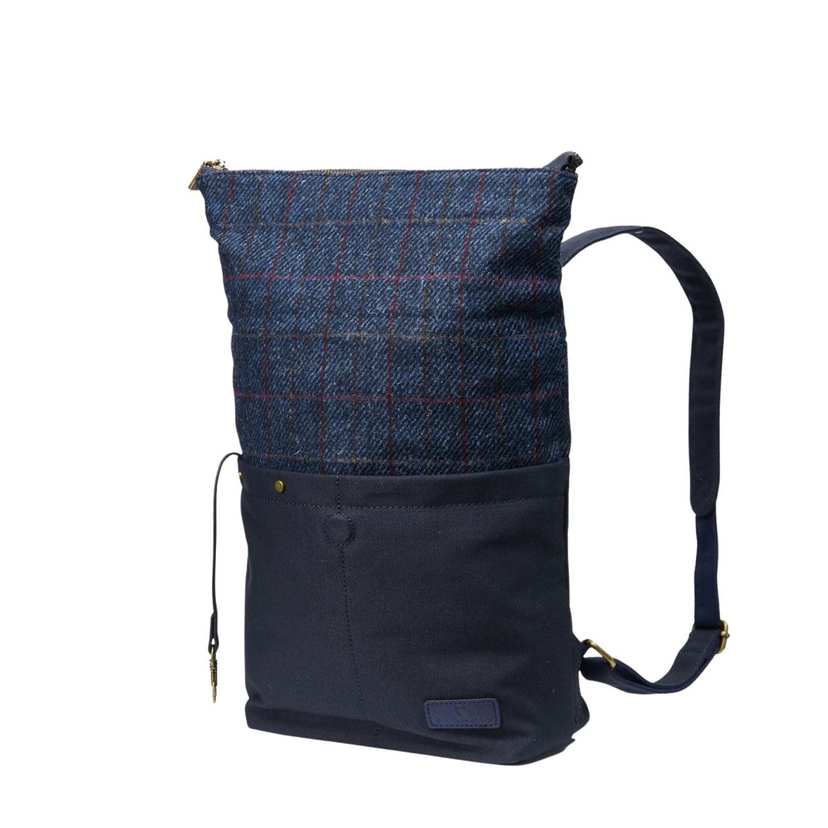 Islander Harris Tweed Canvas Backpack 'Navy Tartan'