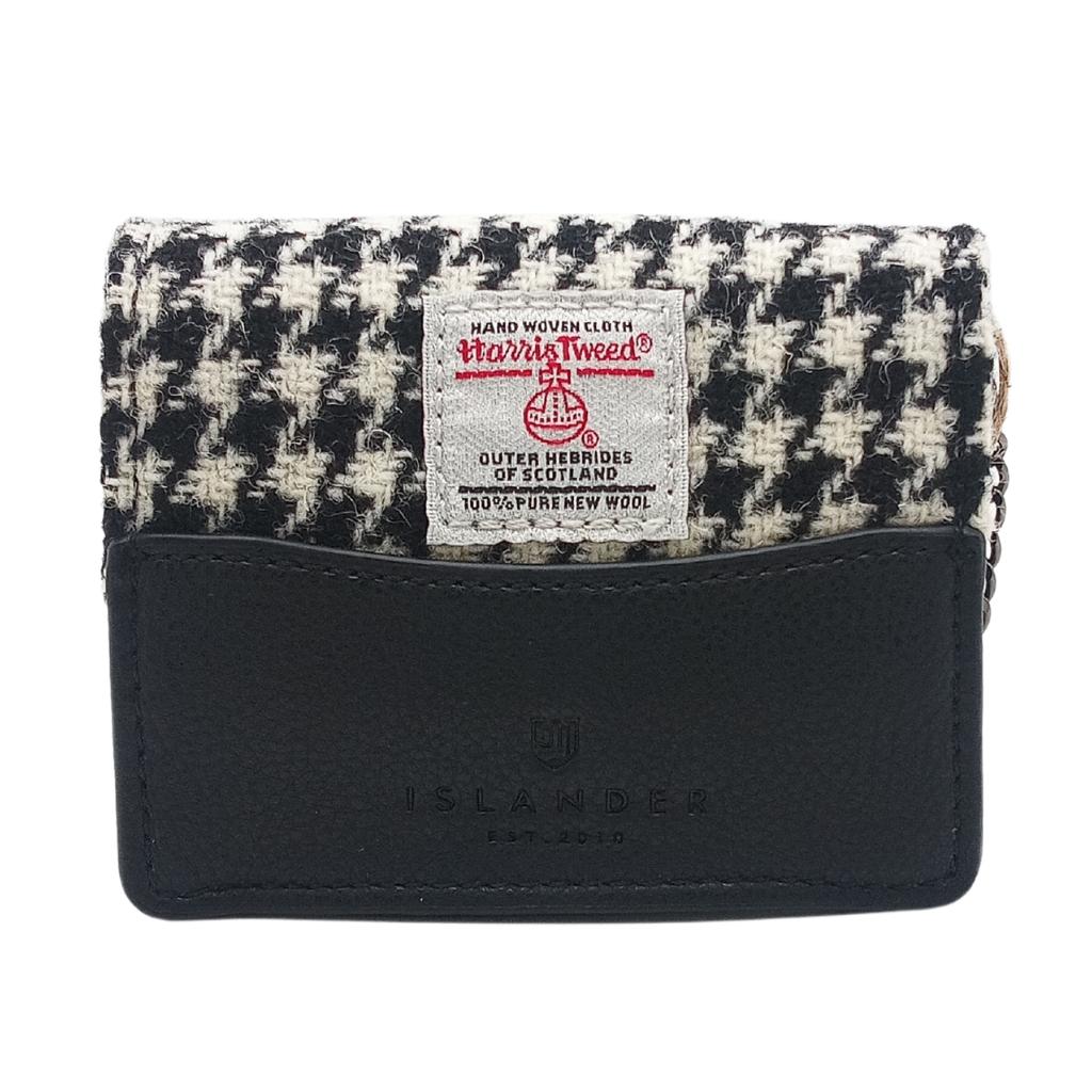 Islander Harris Tweed Card Case 'Black and White Dogstooth'