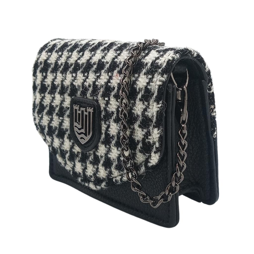 Islander Harris Tweed Card Case 'Black and White Dogstooth'