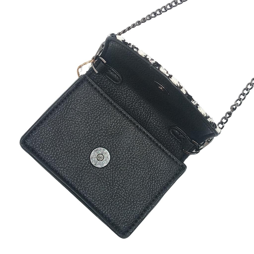 Islander Harris Tweed Card Case 'Black and White Dogstooth'