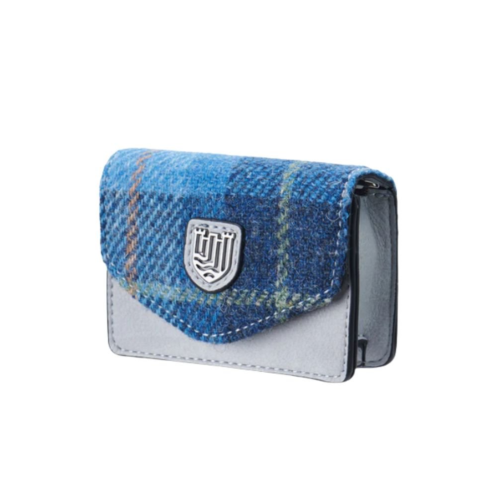 Islander Harris Tweed Card Case 'Blue Tartan'