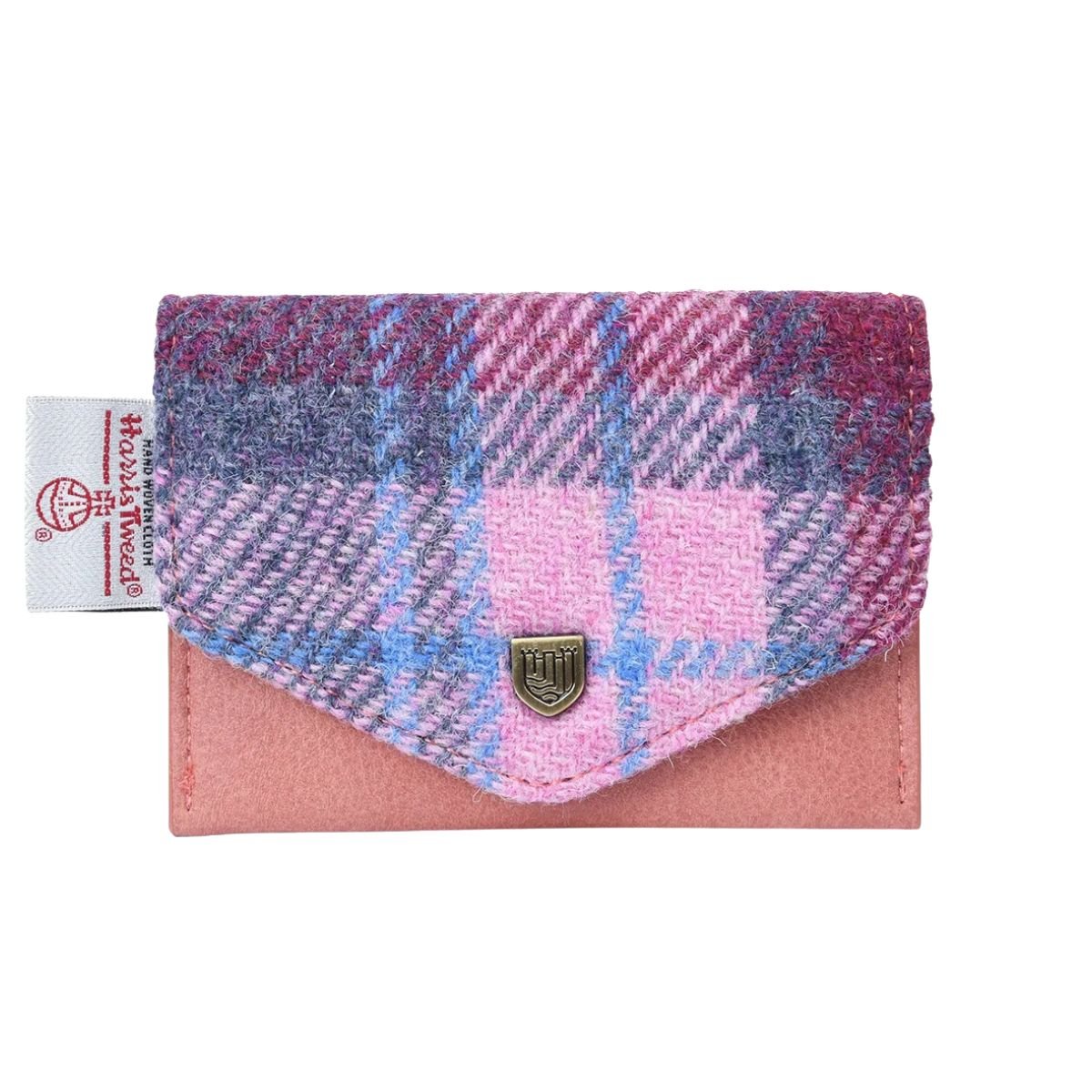 Islander Harris Tweed Card Wallet 'Pink and Blue Tartan'