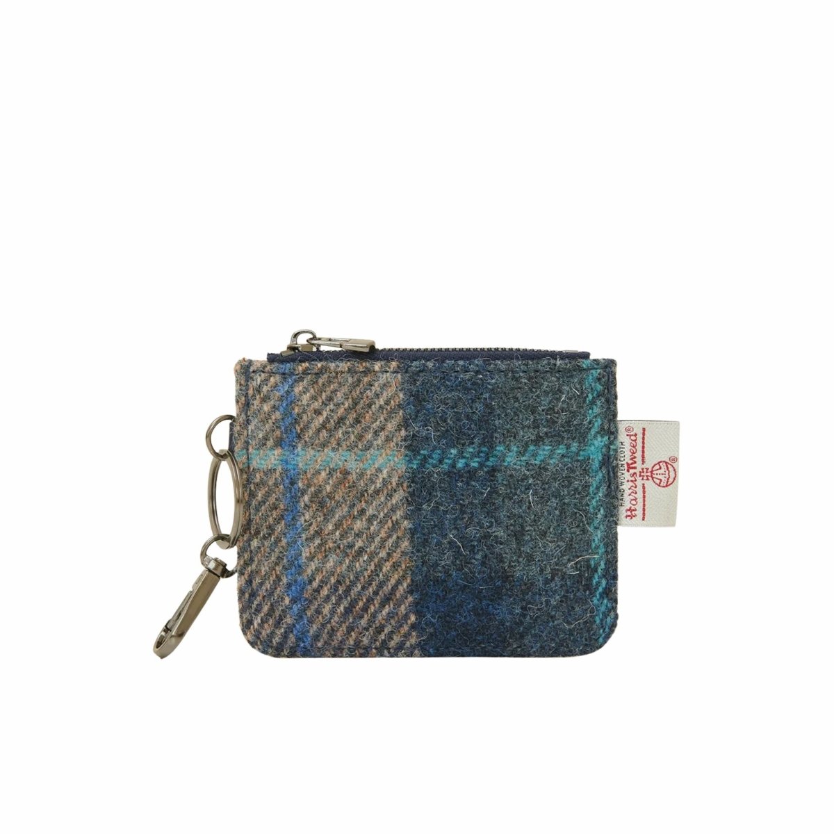 Islander Harris Tweed Card Zip Wallet 'Navy and Beige Tartan'