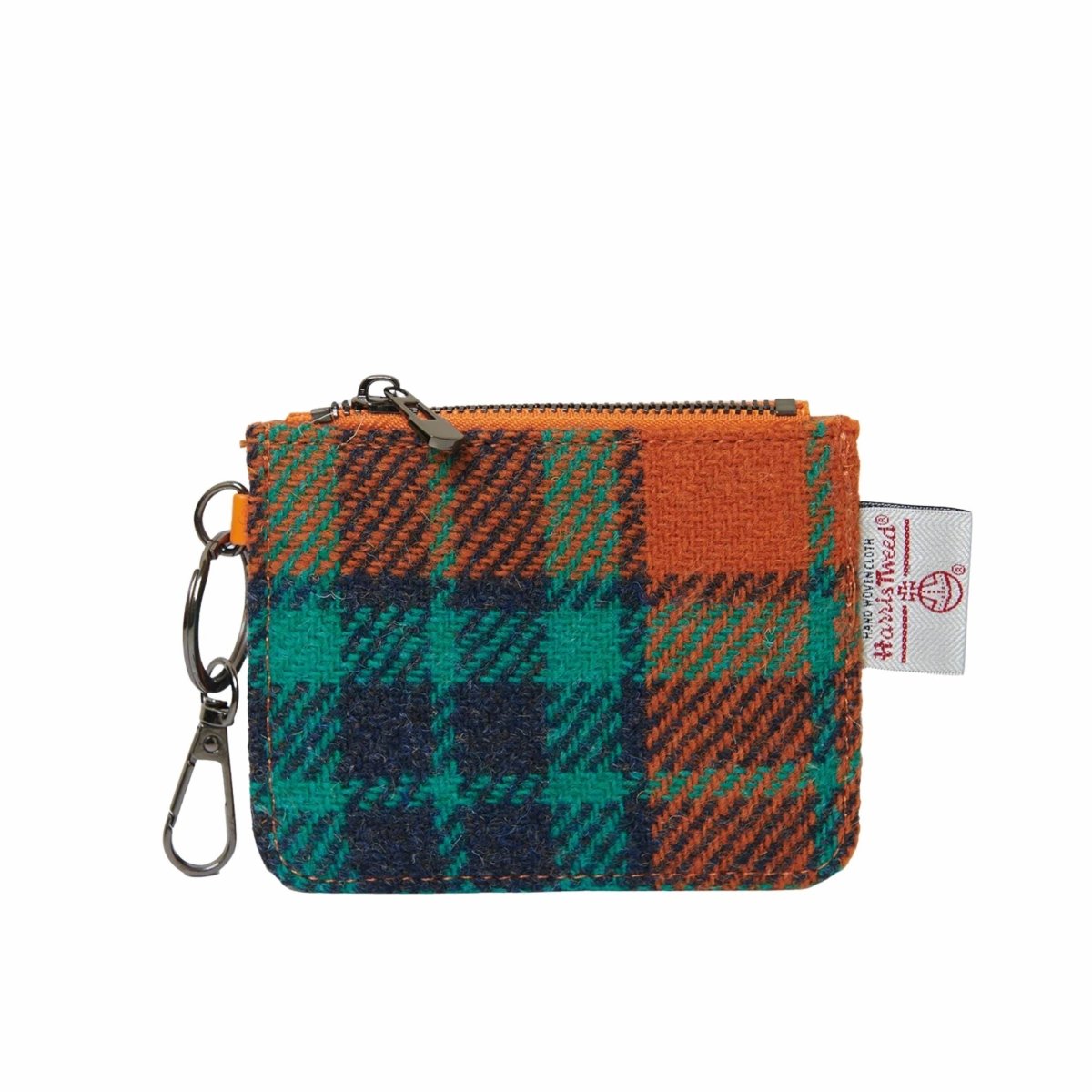 Islander Harris Tweed Card Zip Wallet 'Orange and Blue Tartan'