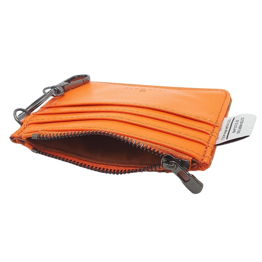 Islander Harris Tweed Card Zip Wallet 'Orange and Blue Tartan'