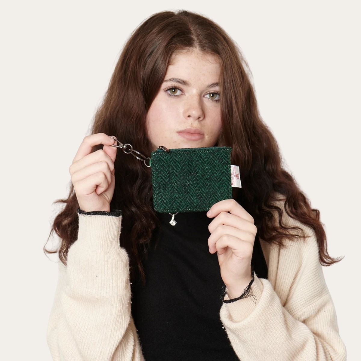 Islander Harris Tweed Card Zip Wallet 'Pink and Blue Tartan'