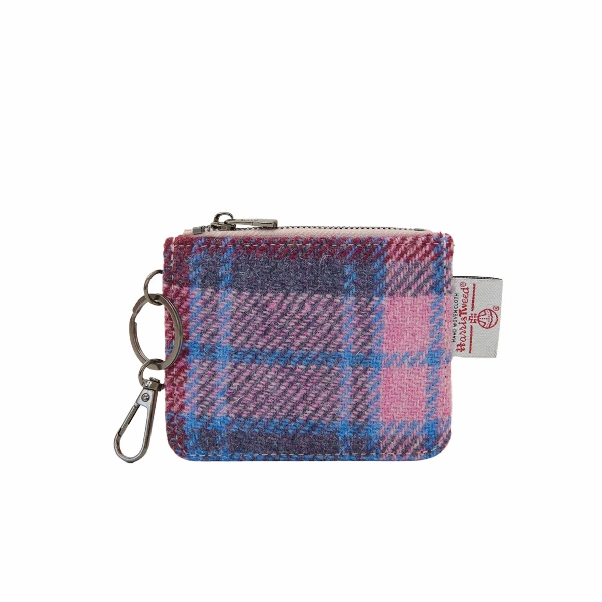Islander Harris Tweed Card Zip Wallet 'Pink and Blue Tartan'