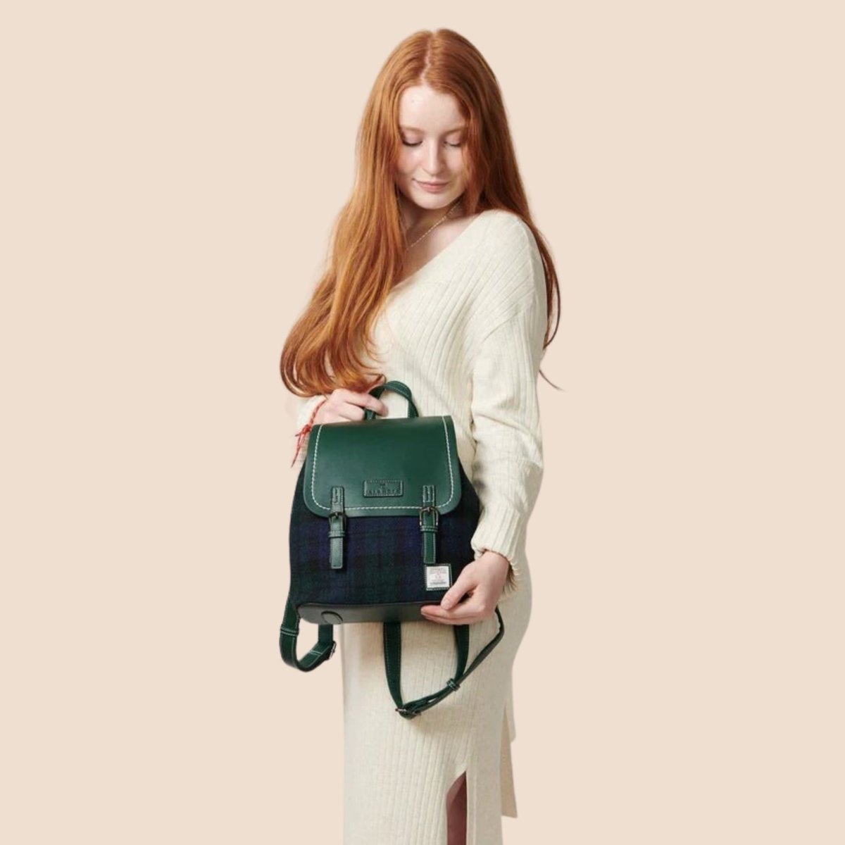 Islander Harris Tweed Jura Backpack 'Violet Mini Dogtooth'