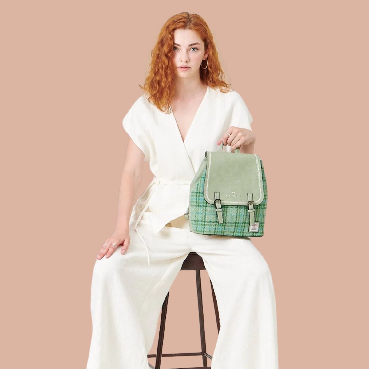 Islander Harris Tweed Jura Backpack 'Violet Mini Dogtooth'