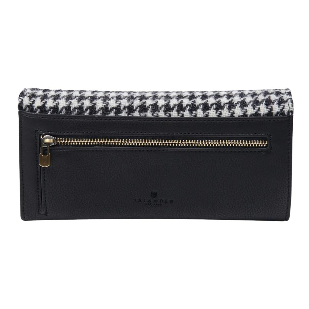 Islander Harris Tweed Large Clasp Clutch Purse 'Black and White Dogtooth'