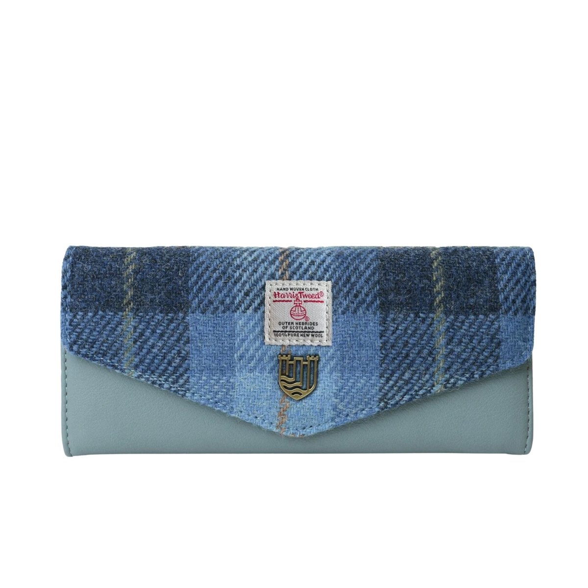 Islander Harris Tweed Large Clasp Clutch Purse 'Blue Tartan'