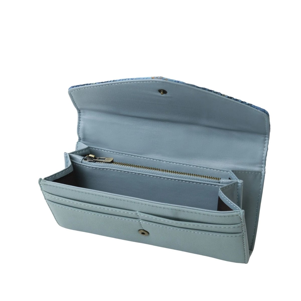 Islander Harris Tweed Large Clasp Clutch Purse 'Blue Tartan'