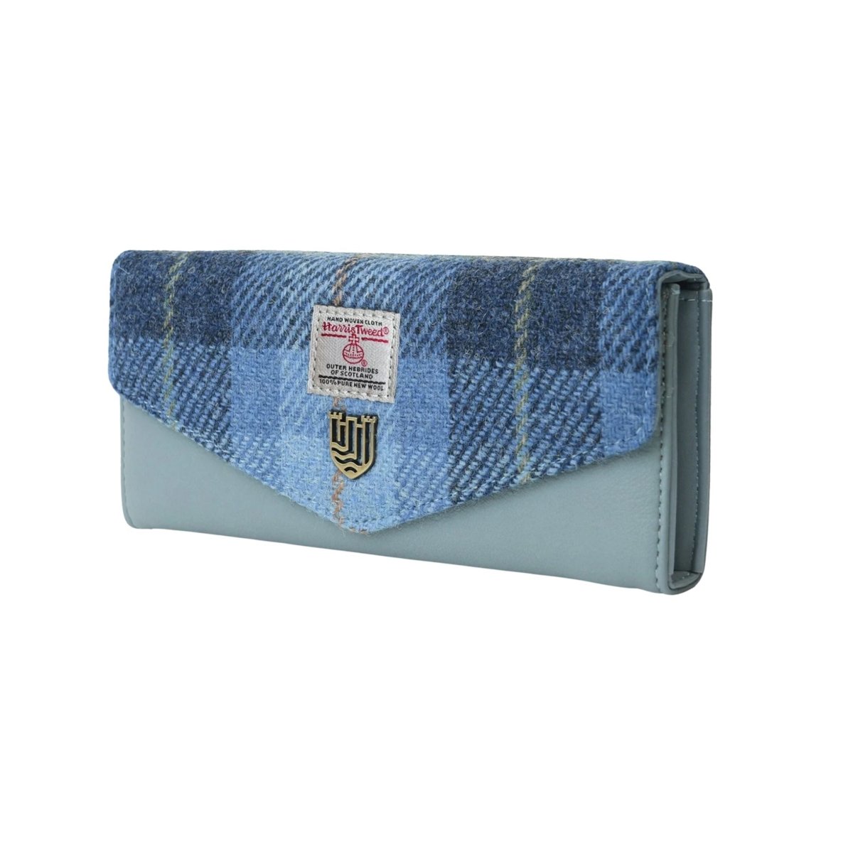 Islander Harris Tweed Large Clasp Clutch Purse 'Blue Tartan'