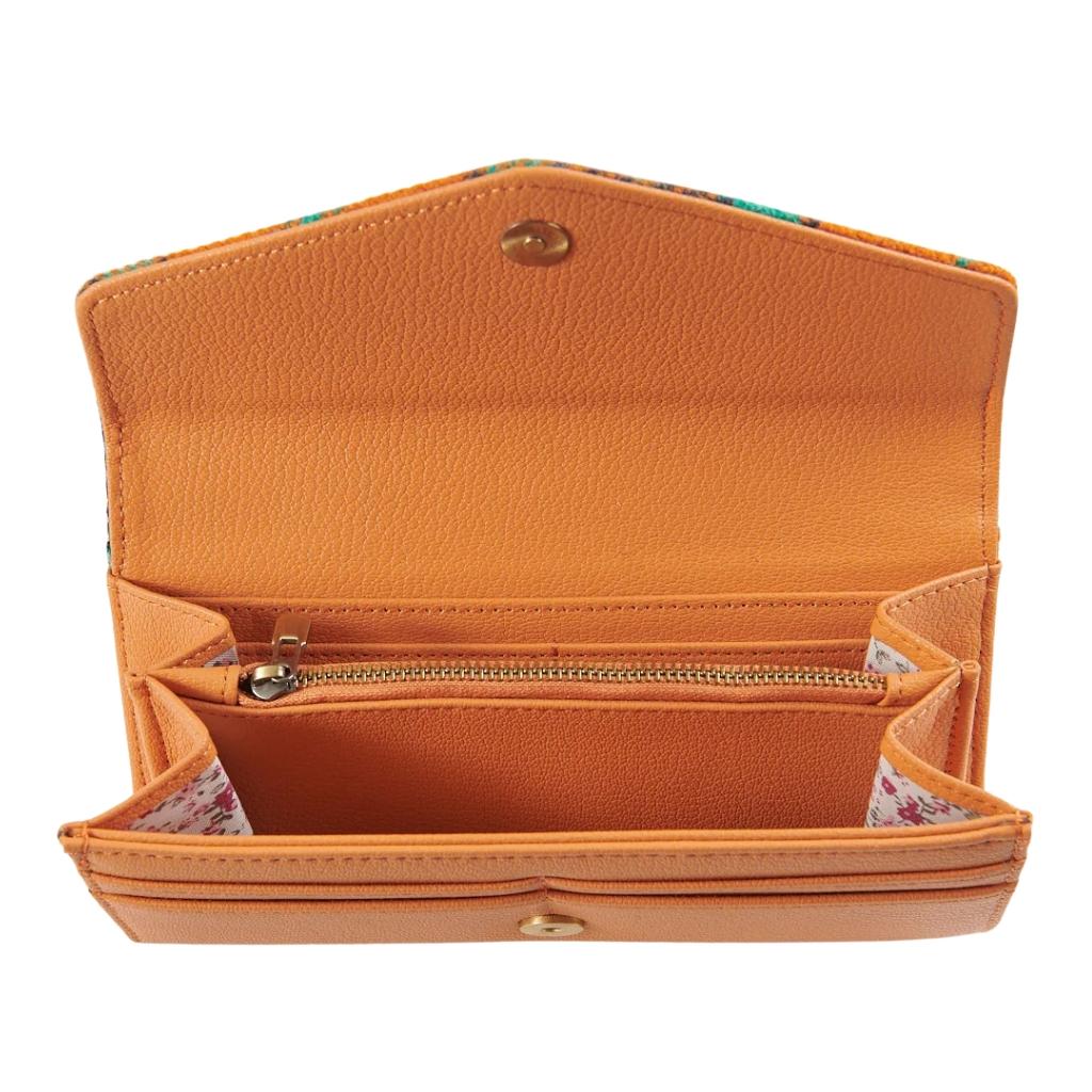 Islander Harris Tweed Large Clasp Clutch Purse 'Orange and Blue Tartan'
