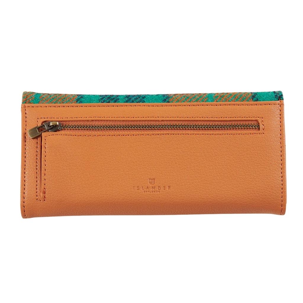 Islander Harris Tweed Large Clasp Clutch Purse 'Orange and Blue Tartan'