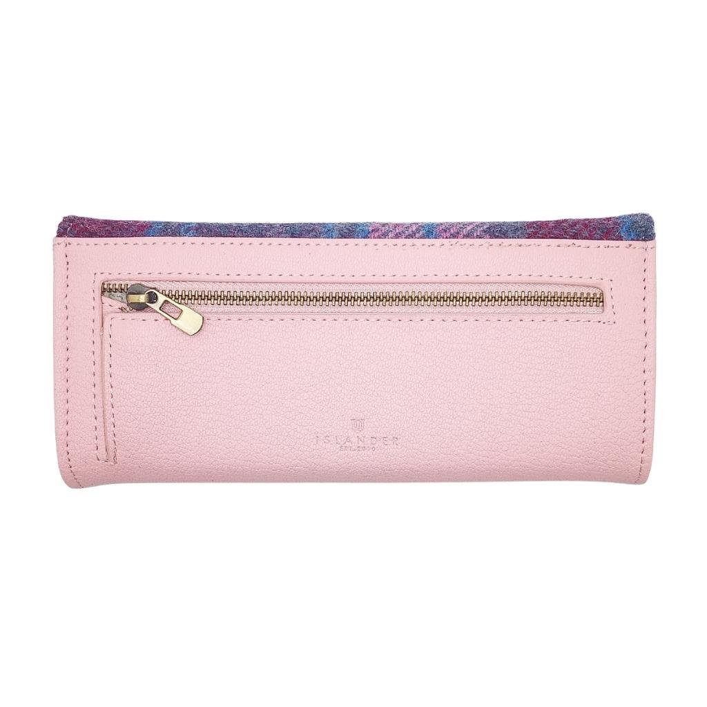 Islander Harris Tweed Large Clasp Clutch Purse 'Pink and Blue Tartan'