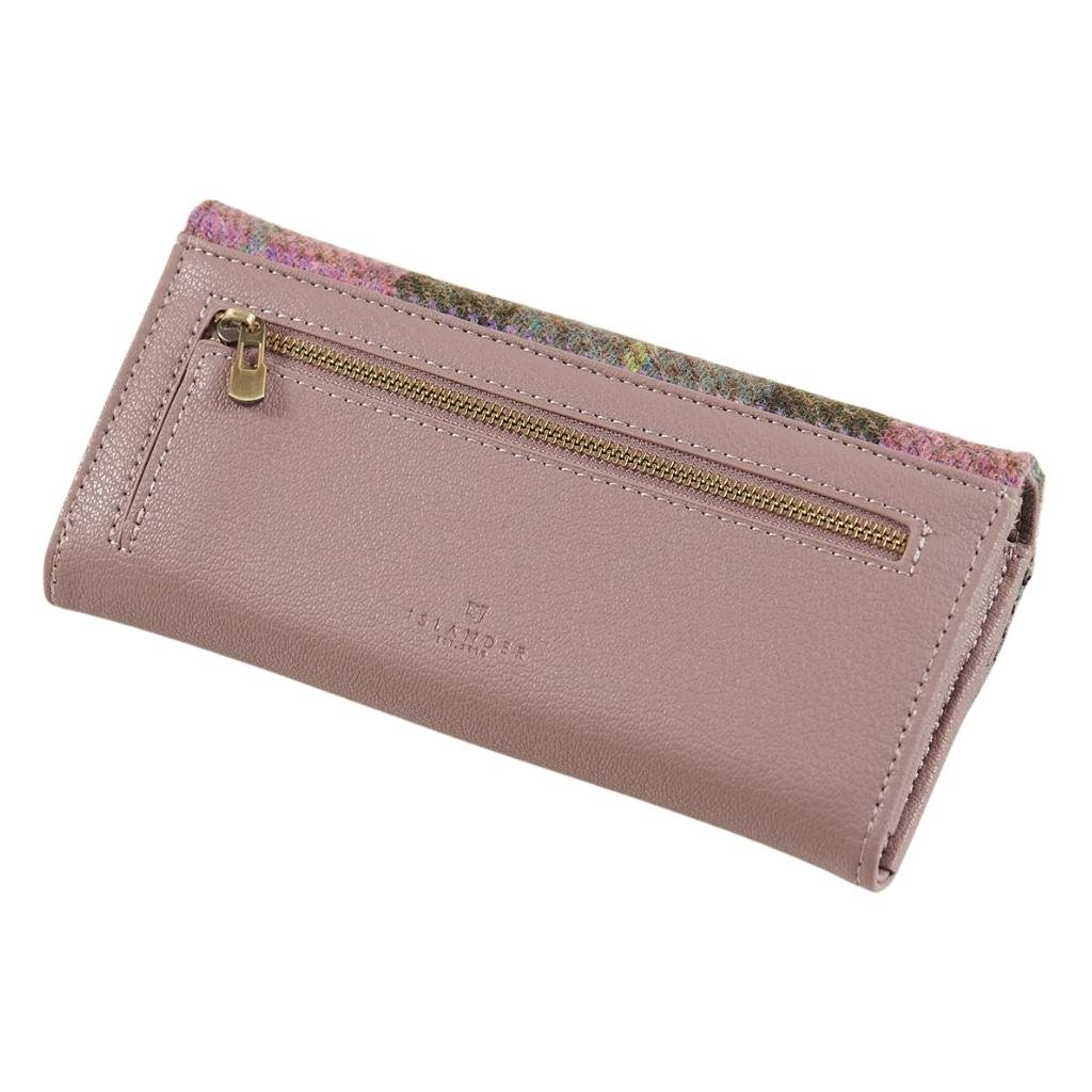 Islander Harris Tweed Large Clasp Clutch Purse 'Pink and Green Tartan'