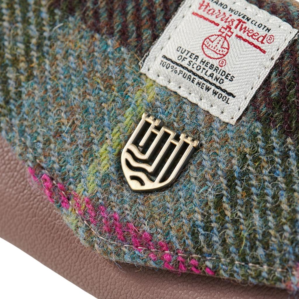 Islander Harris Tweed Large Clasp Clutch Purse 'Pink and Green Tartan'