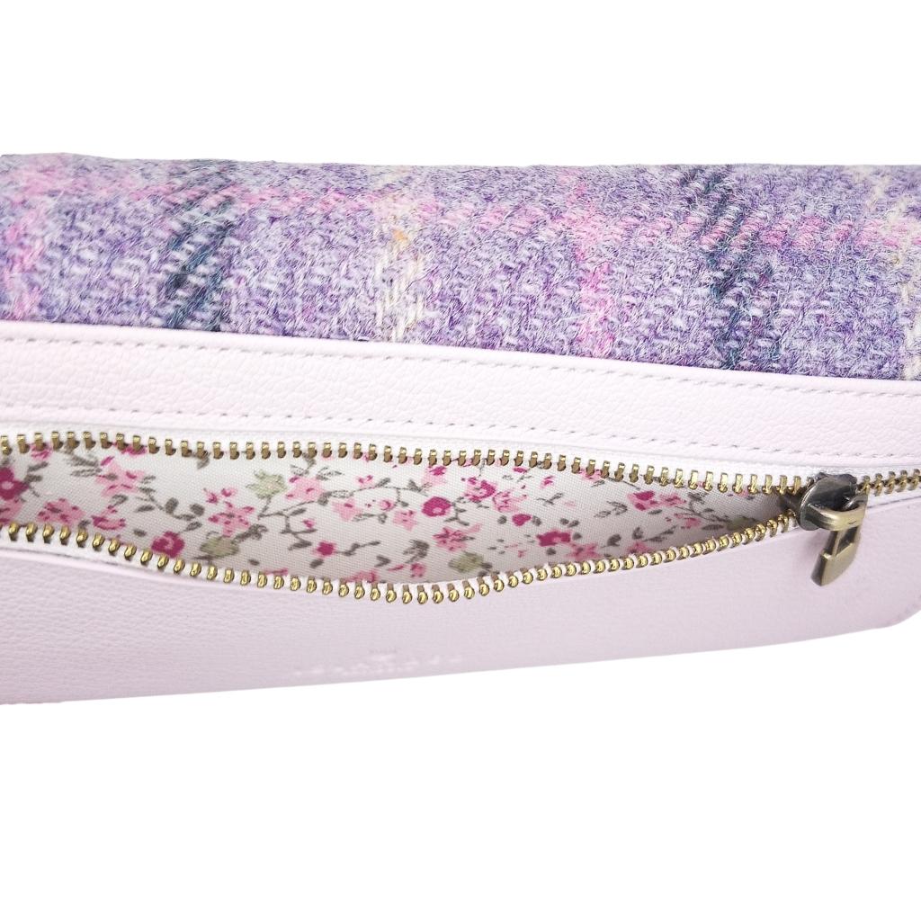 Islander Harris Tweed Large Clasp Clutch Purse 'Purple Tartan'