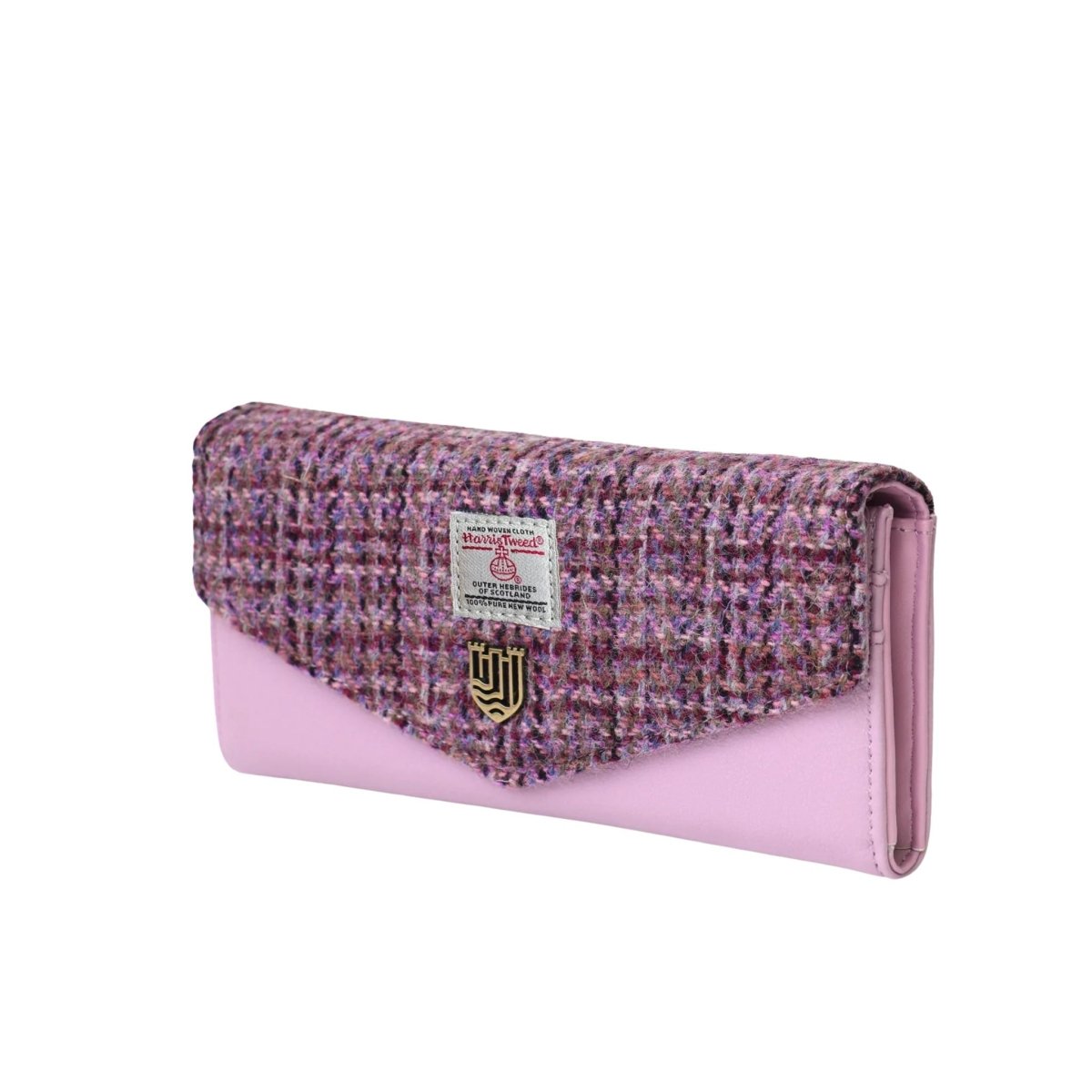 Islander Harris Tweed Large Clasp Clutch Purse 'Violet Mini Dogtooth'