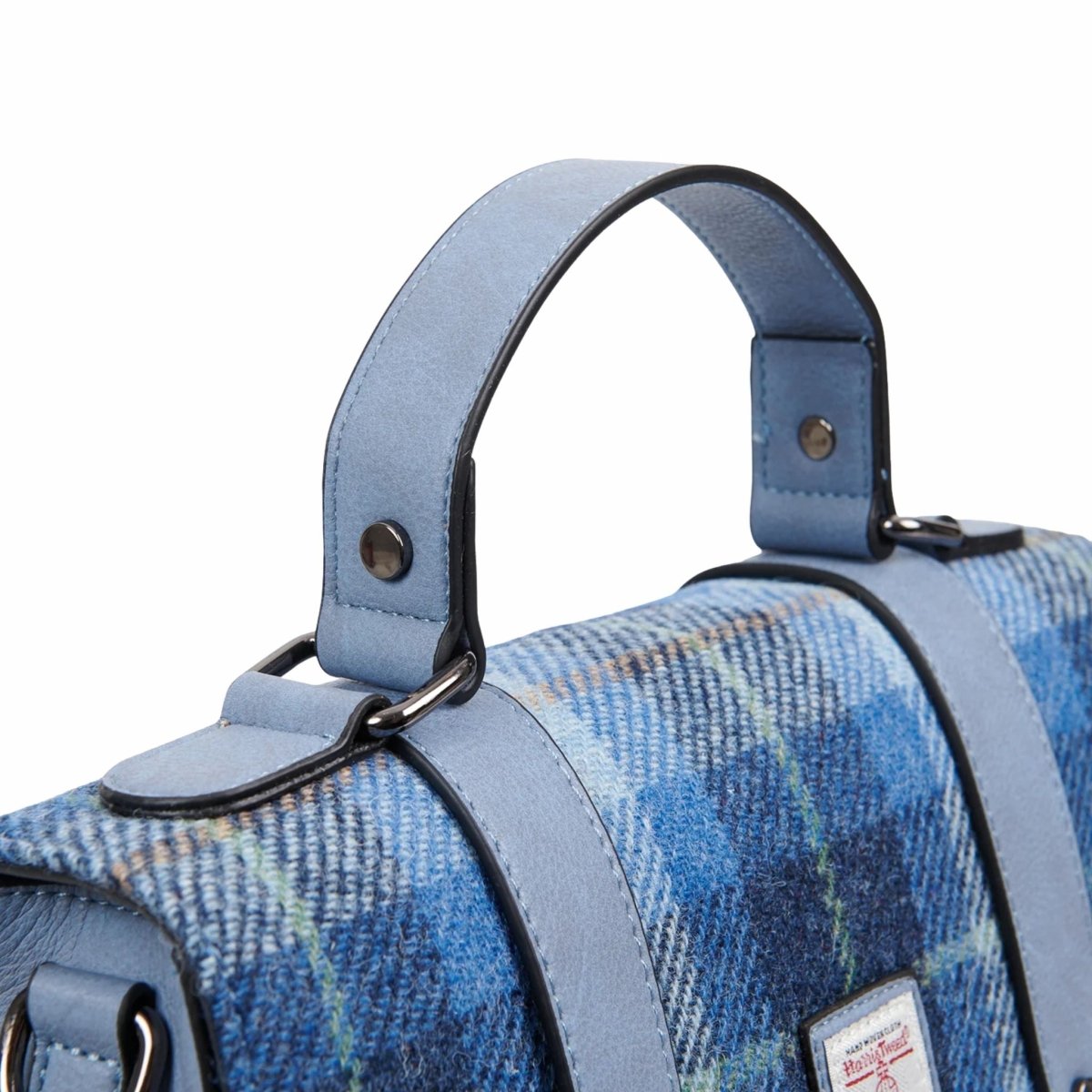 Islander Harris Tweed Large Satchel 'Blue Tartan'