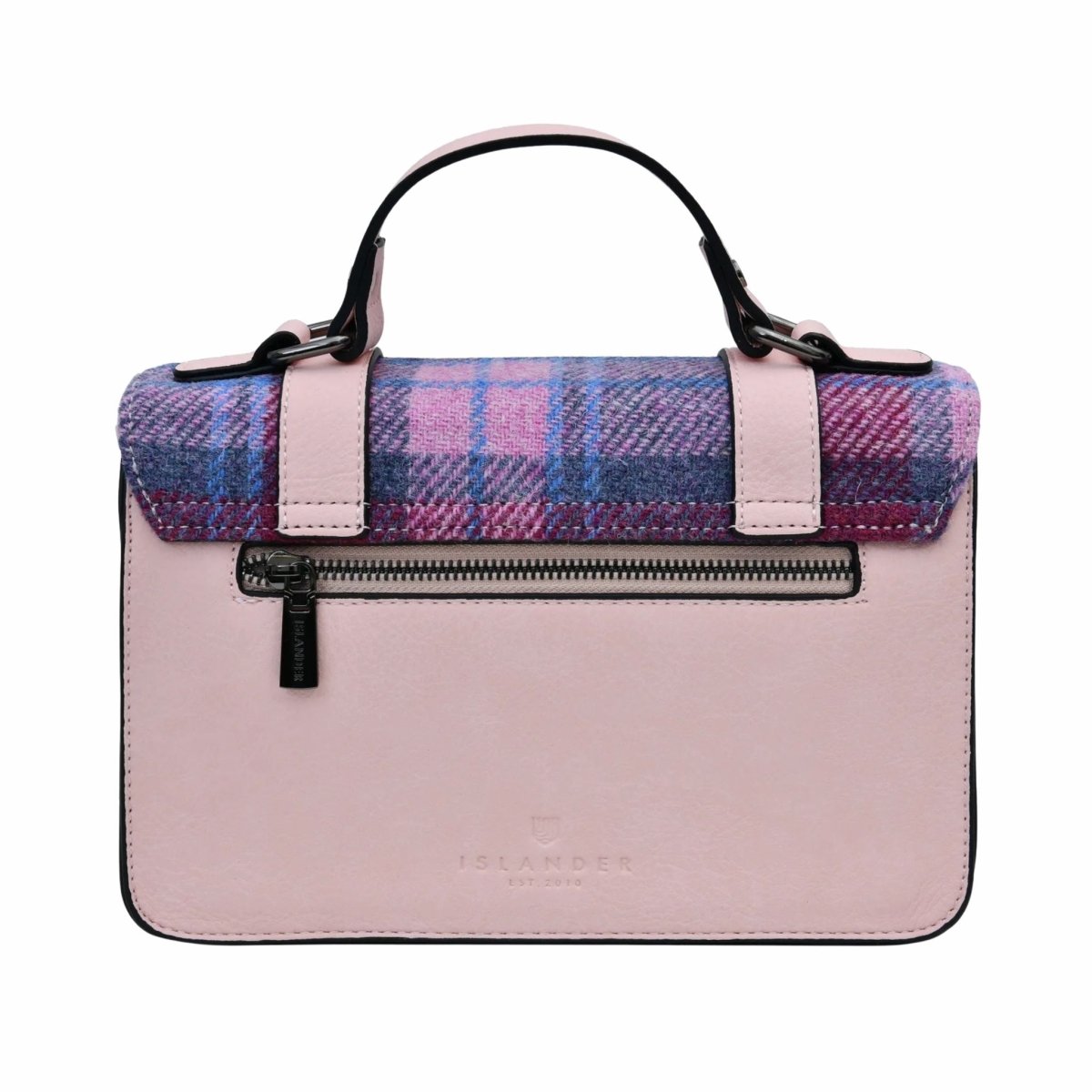 Islander Harris Tweed Large Satchel 'Violet Mini Dogtooth'